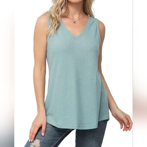 Iwollence Muted Teal Waffle Knit Tank 2XL